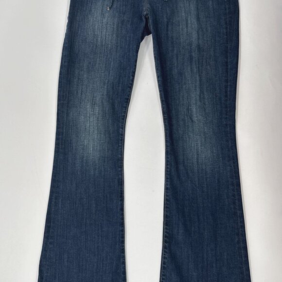 Guess 1981 Flare Jeans Womens 29 Blue Denim Tie Front Pockets Hippie 30x34 - Picture 1 of 16